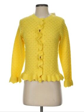 Zara Yellow Ruffle Hem Cardigan Size S